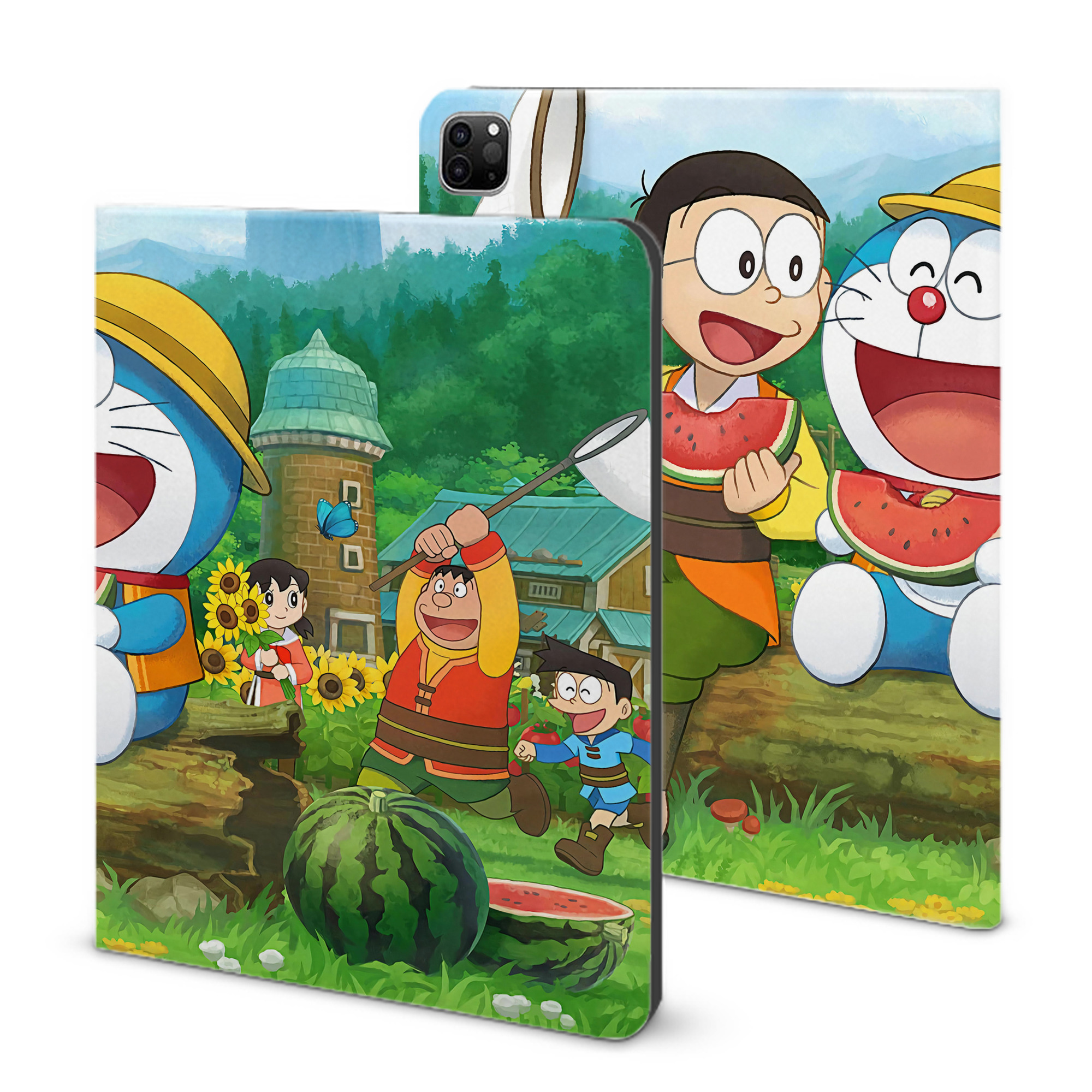 （画像用） ドラえもん Doraemon IPad ケース ブック型 PUレザー TPU 耐衝撃 軽量 薄型 ペン収納なし 全面保護 IPad 各モデル対応